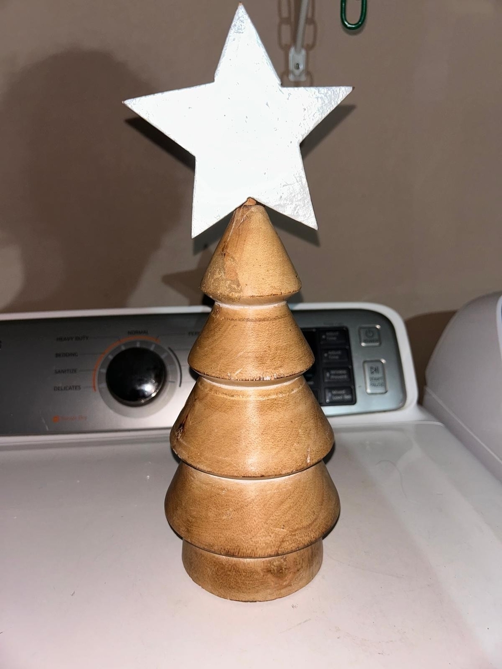 Unbranded Natural Wood Holiday Tree Decor with White Star